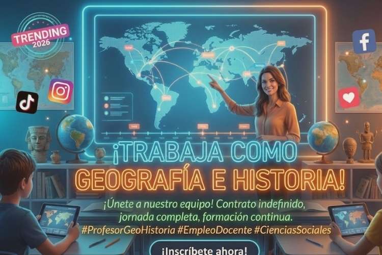 Trabaja como profesor de geografía e historia Trabaja como profesor de geografía e historia
