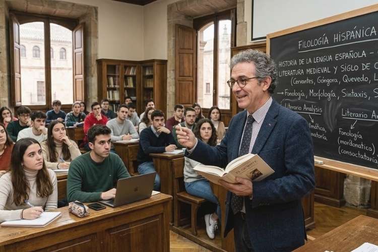 Trabaja como profesor de filología hispánica