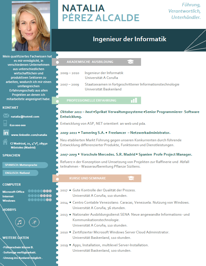 elaborar curriculum vitae de profesionales en aleman