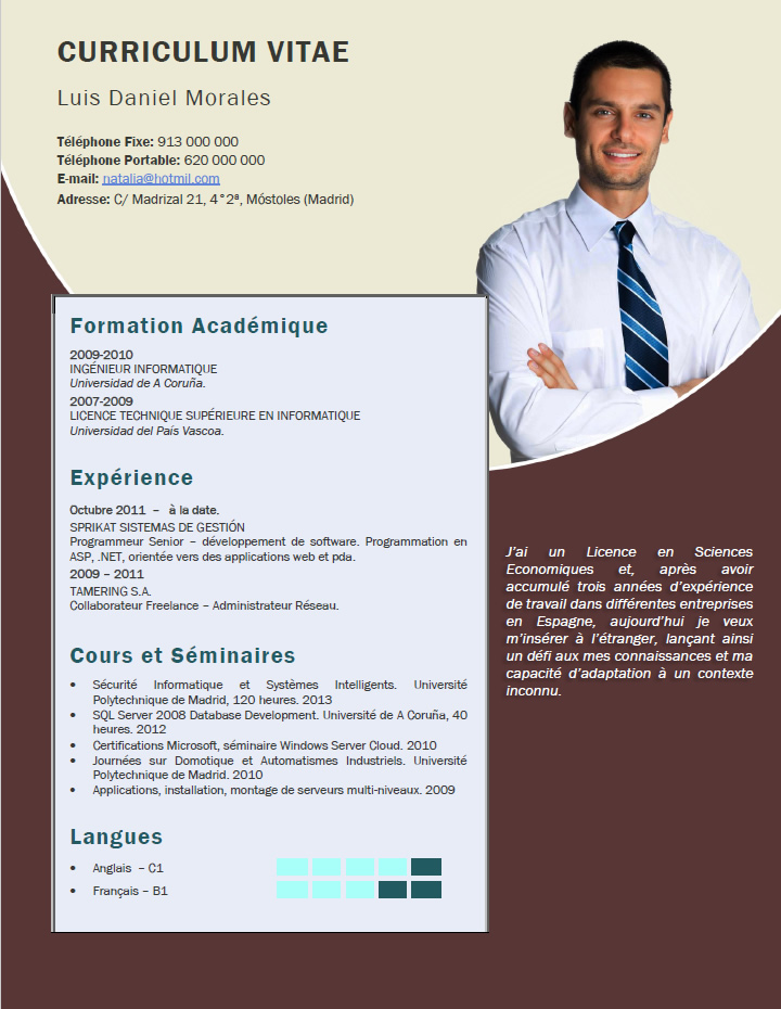 Elaboration Of A Resume In French Cvexpres