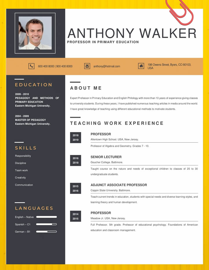 Ejemplos Curriculum Vitae Template For U