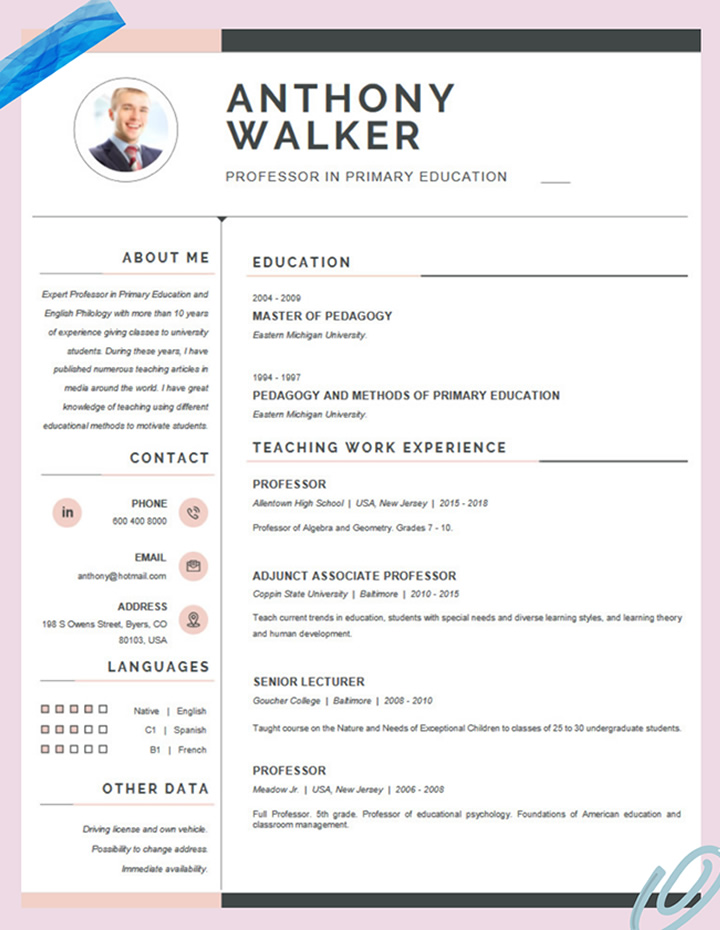 Curriculum Vitae En Ingles Para Editar En Word Cv English Curriculo