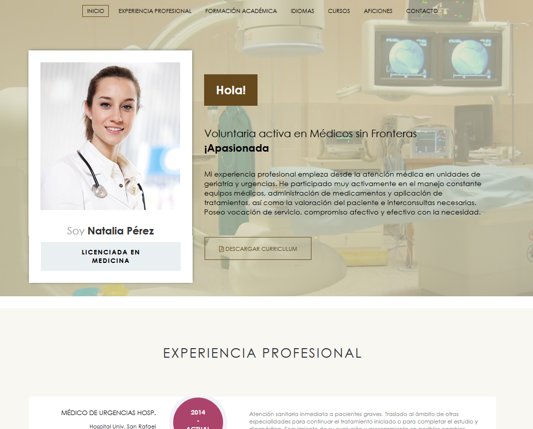 formato de curriculum vitae para hospitales y clinicas