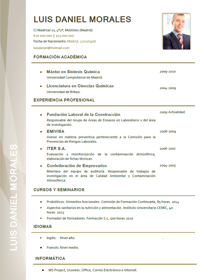 elaborar curriculum vitae de profesionales