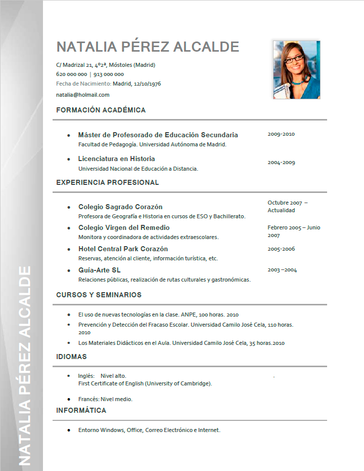 conveniencia rodear Culpa Elaboración de curriculum profesional. Plantillas de CV para empresas