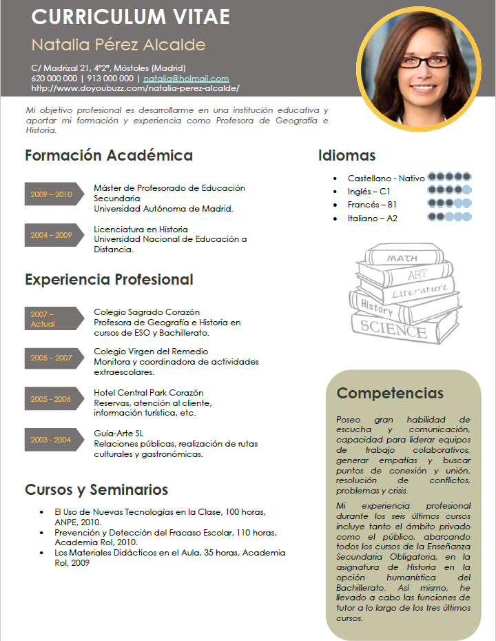 Modelo De Curriculum Vitae Docente Escuela