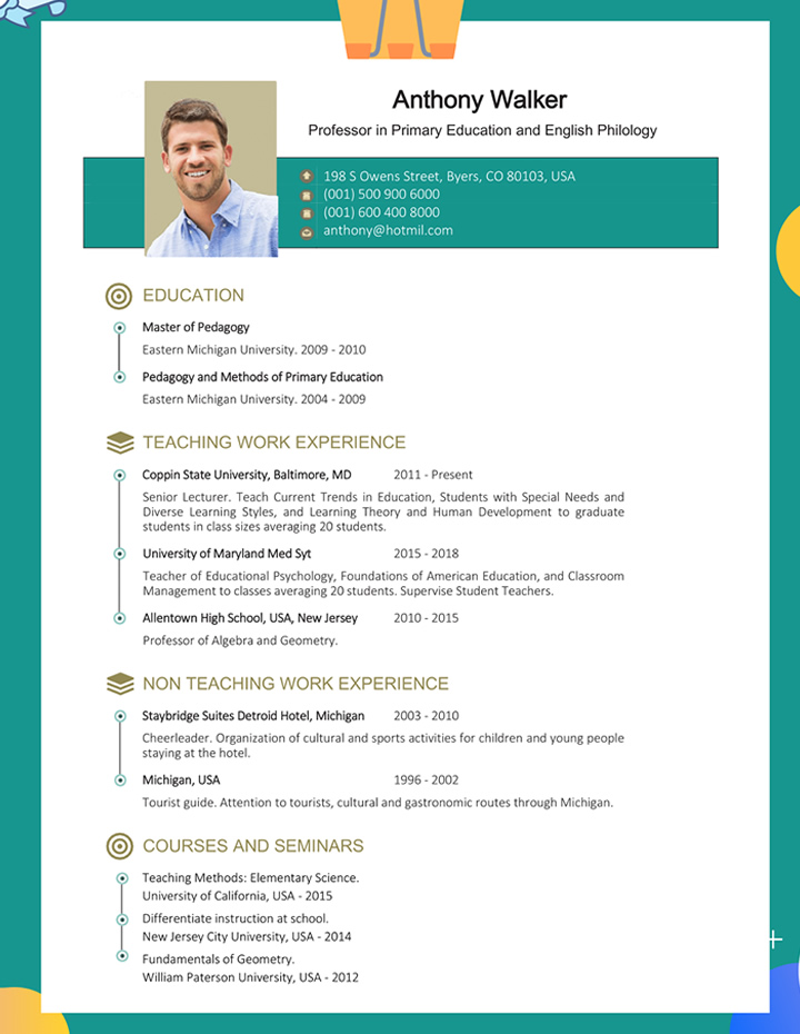 resume, objective, for, teacher